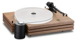 Music Hall - MMF-9.3 Walnut Turntable -Music Player Store Music Hall MMF 9 3 Turntable Walnut 03 Angle Right Platter