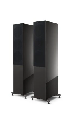 KEF - R7 Meta Tower Speaker (Each) 12 KEF - R7 Meta Tower Speaker (Each) -Music Player Store R7 Meta Titanium20Grey20Special20Edition grille on perspective Front in20pair