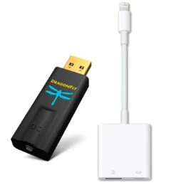 AudioQuest - DragonFly Black USB DAC/Headphone Amplifier With Apple Lightning To USB 3 Camera Kit